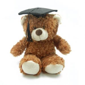 Brown Rose Fur Graduation Bear Plush