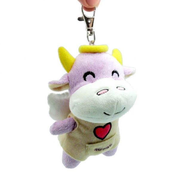 Pink Angel Cow Key Chain Plush