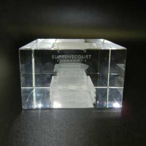 3D Building Shape In Crystal block with Engraving