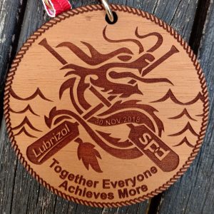 Lubrizol Wooden Dragon Boat Event Medal
