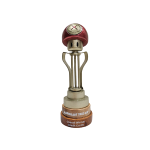 Super Mario mushroom metal trophy